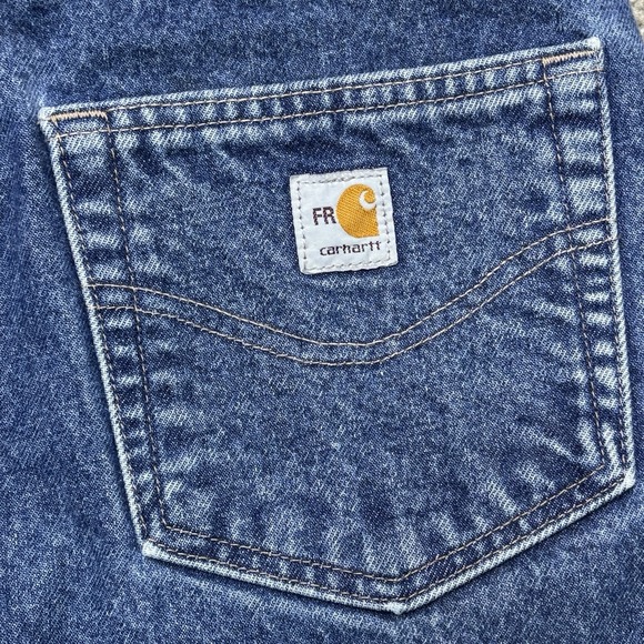 Vintage Carhartt Double Knee Denim Jeans 40X30 Carpenter Dungaree Faded - Picture 9 of 13
